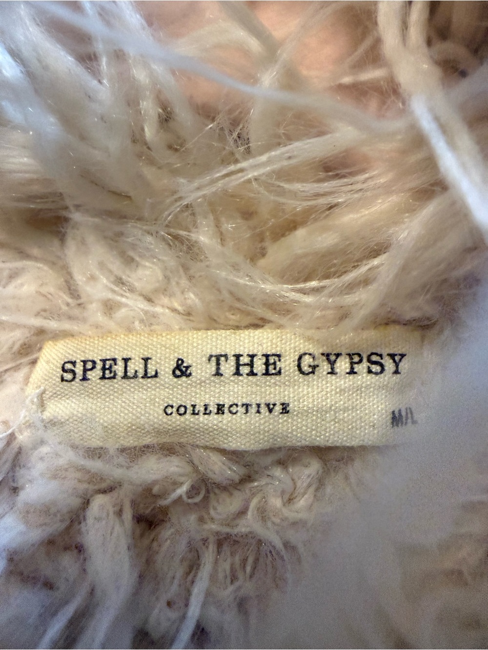 Spell & The Gypsy, Blue Faux-Suede Teddy Coat with Cream Faux-Fur Trim - Picture 3 of 3